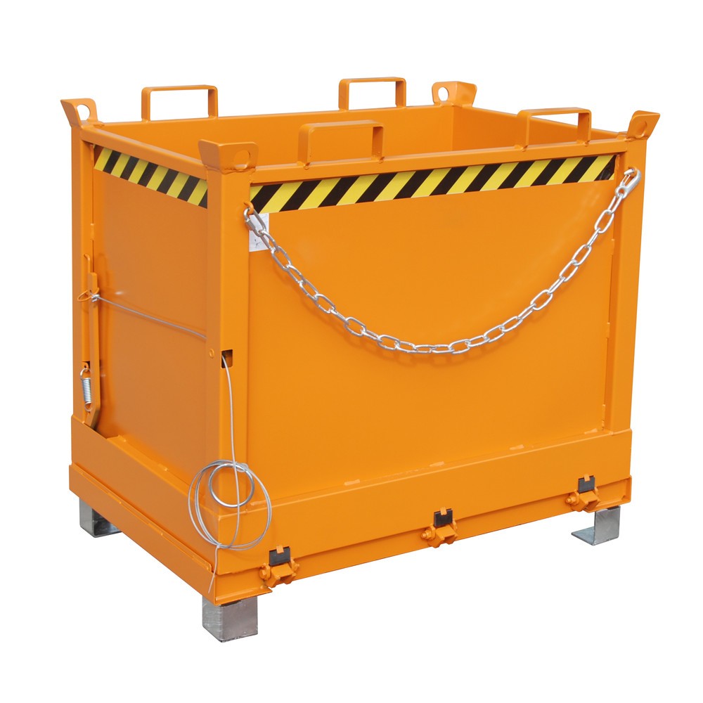 Product afbeelding: Bauer® Bak met uitklapbare bodem, 3-voudig stapelbaar, gelakt, volume 0,75 m³, RAL 2000 geeloranje
