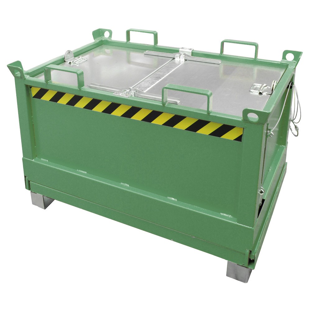 Product afbeelding: Bauer® Bak met uitklapbare bodem, 3-voudig stapelbaar, gelakt, volume 0,5 m³, RAL 6011 resedagroen