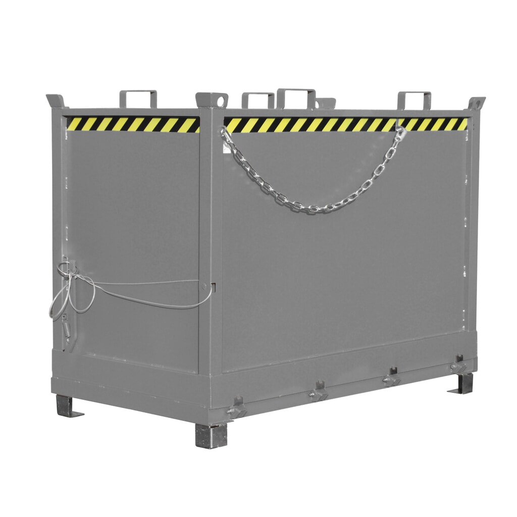 Product afbeelding: Bauer® Bak met uitklapbare bodem, 3-voudig stapelbaar, gelakt, volume 2 m³, RAL 7005 muisgrijs