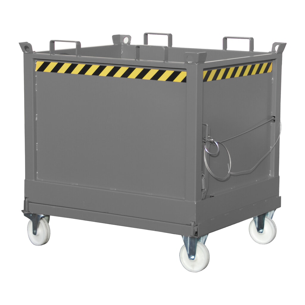 Bauer® Bak met uitklapbare bodem, 3-voudig stapelbaar, gelakt, volume 1 m³, RAL 7005 muisgrijs Product afbeelding: Bauer® Bak met uitklapbare bodem, 3-voudig stapelbaar, gelakt, volume 1 m³, RAL 7005 muisgrijs