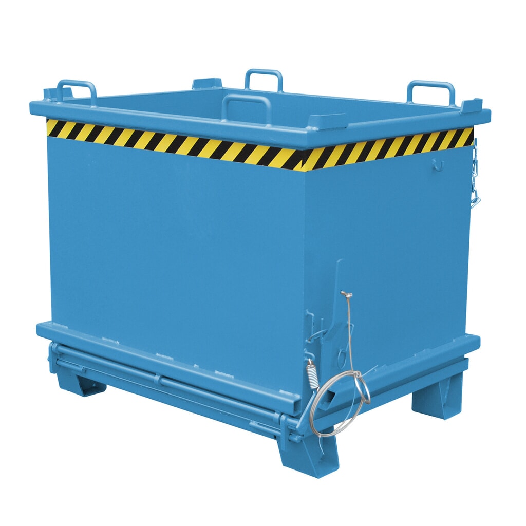 Bauer® Bak met uitklapbare bodem, versterkte bodemklep, gelakt, volume 1 m³, RAL 5012 lichtblauw Product afbeelding: Bauer® Bak met uitklapbare bodem, versterkte bodemklep, gelakt, volume 1 m³, RAL 5012 lichtblauw