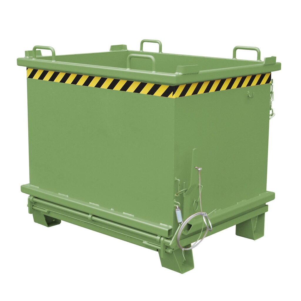 Bauer® Bak met uitklapbare bodem, versterkte bodemklep, gelakt, volume 1 m³, RAL 6011 resedagroen Product afbeelding: Bauer® Bak met uitklapbare bodem, versterkte bodemklep, gelakt, volume 1 m³, RAL 6011 resedagroen