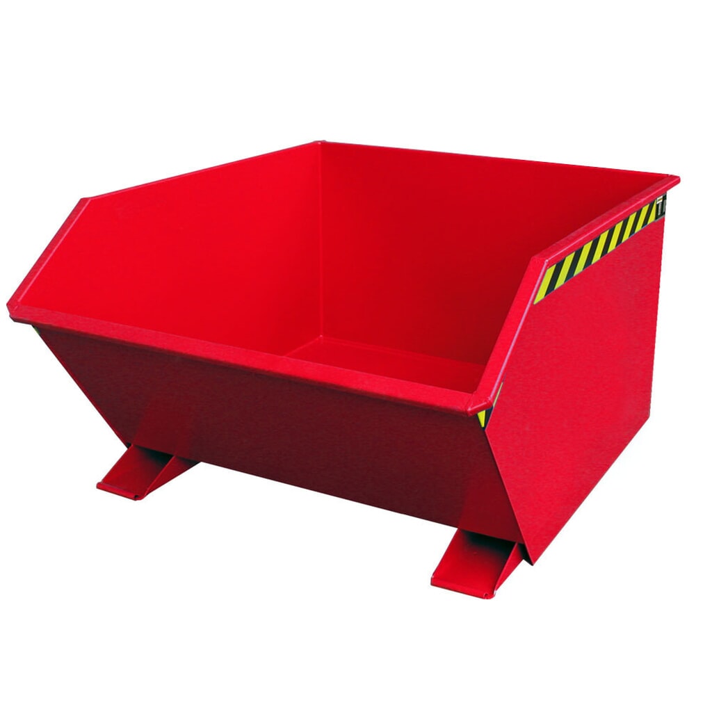 Product afbeelding: Bauer® Kantelbak, lage bouwhoogte, gelakt, volume 1 m³, RAL 3000 vuurrood