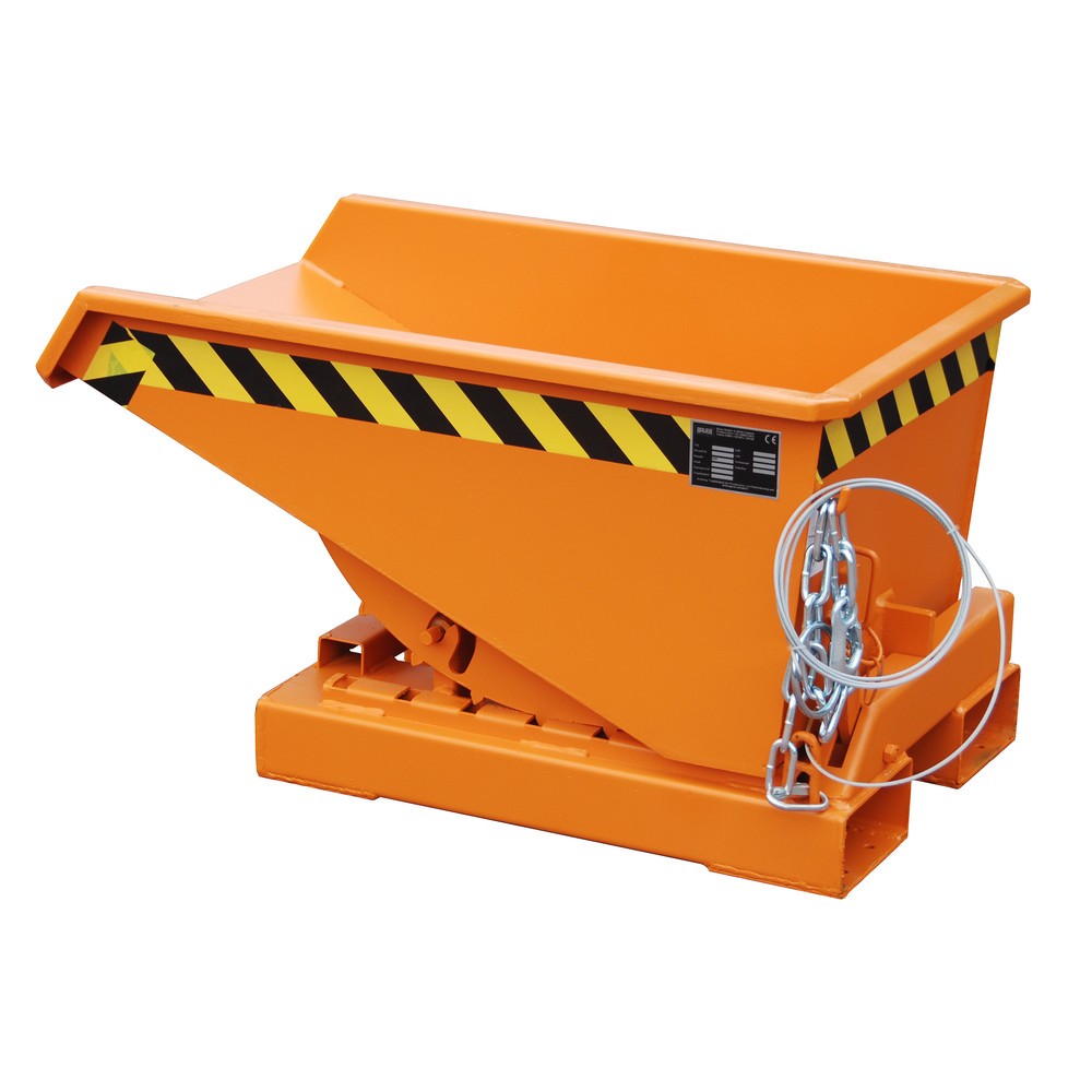 Product afbeelding: Bauer® Kantelbak met afrolmechanisme, gelakt, volume 0,15 m³, RAL 2000 geeloranje