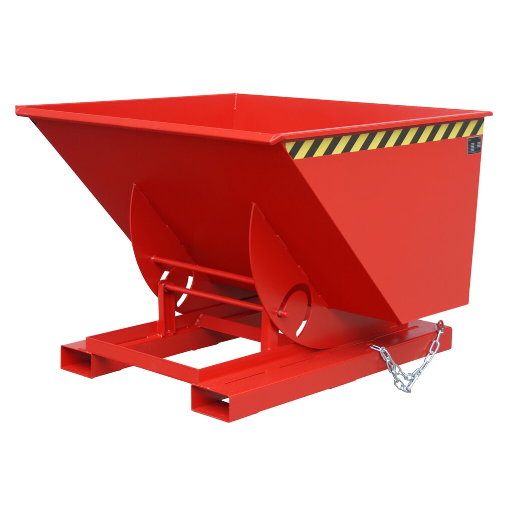 Product afbeelding: Bauer® Kantelbak met afrolmechanisme, cap. 1.000 kg, gelakt, volume 1 m³, RAL 3000 vuurrood