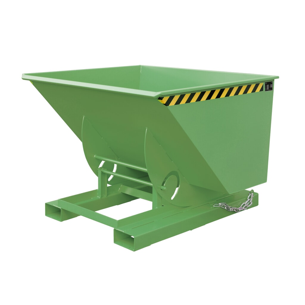 Product afbeelding: Bauer® Kantelbak met afrolmechanisme, cap. 1.000 kg, gelakt, volume 1 m³, RAL 6011 resedagroen