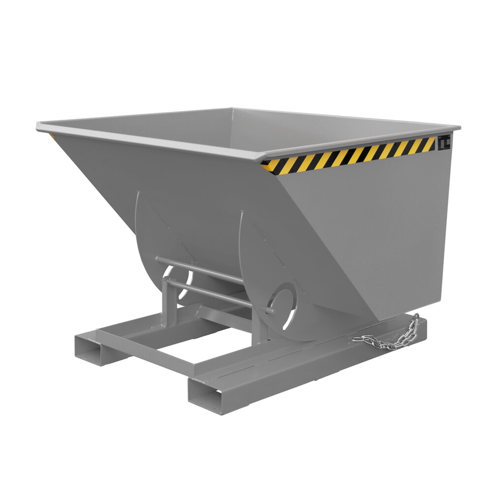 Product afbeelding: Bauer® Kantelbak met afrolmechanisme, cap. 1.000 kg, gelakt, volume 1 m³, RAL 7005 muisgrijs