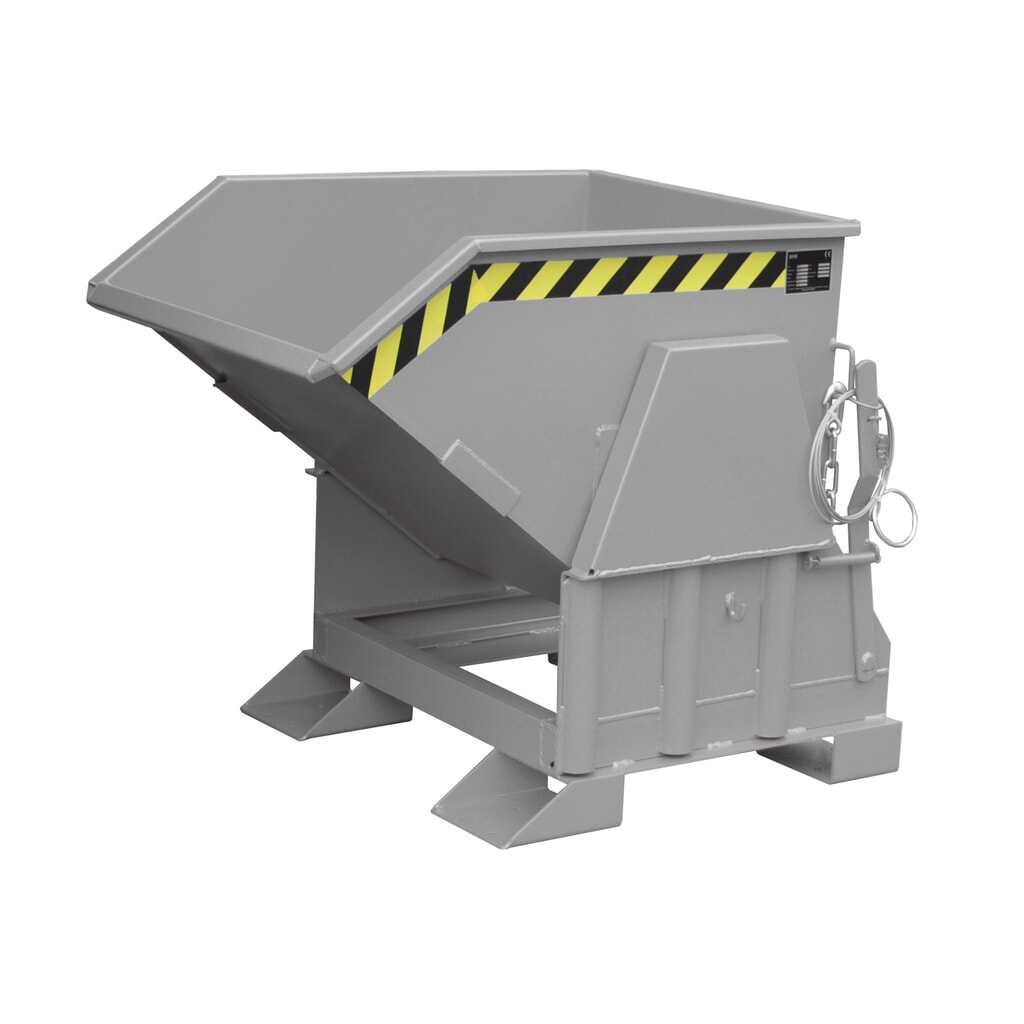 Bauer® Kantelbak met afrolmechanisme Premium, brede bouwvorm, gelakt, zonder deksel, volume 0,3 m³, RAL 7005 muisgrijs Product afbeelding: Bauer® Kantelbak met afrolmechanisme Premium, brede bouwvorm, gelakt, zonder deksel, volume 0,3 m³, RAL 7005 muisgrijs