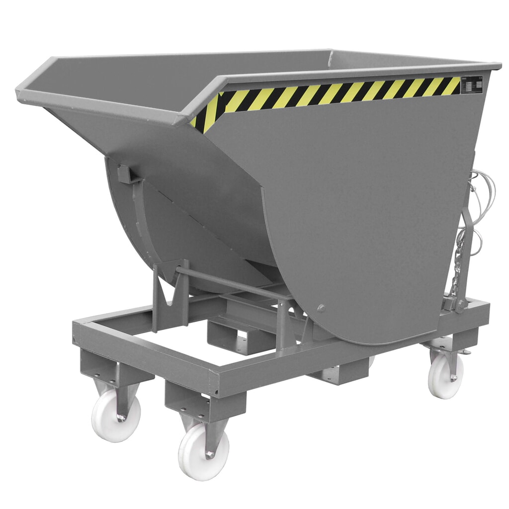 Bauer® Kantelbak met afrolmechanisme Premium, diepe bouwvorm, gelakt, zonder deksel, volume 0,5 m³, RAL 7005 muisgrijs Product afbeelding: Bauer® Kantelbak met afrolmechanisme Premium, diepe bouwvorm, gelakt, zonder deksel, volume 0,5 m³, RAL 7005 muisgrijs