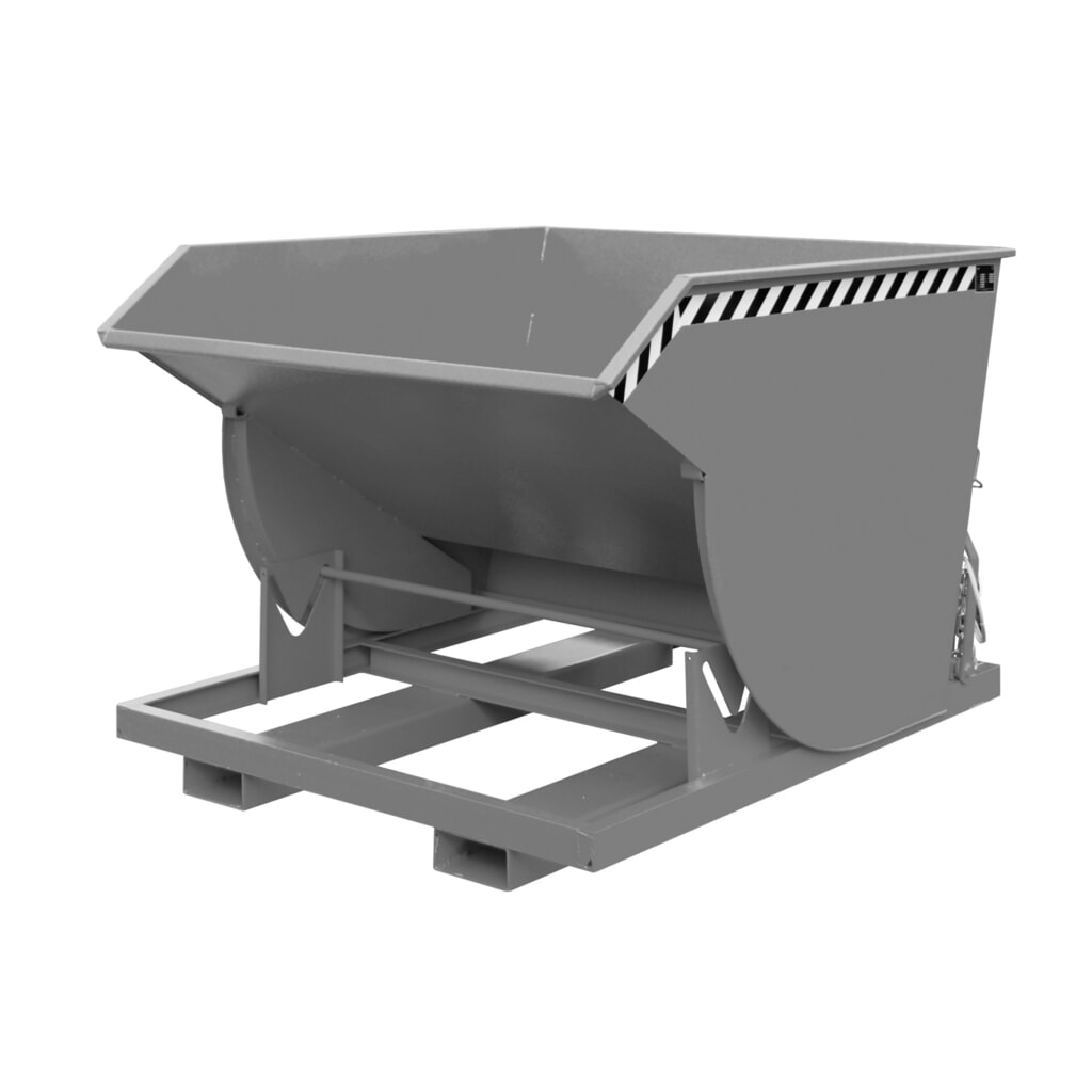 Bauer® Kantelbak met afrolmechanisme Premium, diepe bouwvorm, gelakt, zonder deksel, volume 1,5 m³, RAL 7005 muisgrijs Product afbeelding: Bauer® Kantelbak met afrolmechanisme Premium, diepe bouwvorm, gelakt, zonder deksel, volume 1,5 m³, RAL 7005 muisgrijs