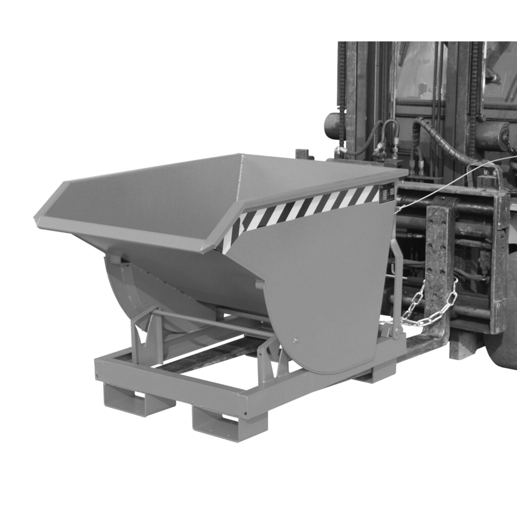 Bauer® Kantelbak met afrolmechanisme Premium, diepe bouwvorm, gelakt, zonder deksel, volume 0,3 m³, RAL 7005 muisgrijs Product afbeelding: Bauer® Kantelbak met afrolmechanisme Premium, diepe bouwvorm, gelakt, zonder deksel, volume 0,3 m³, RAL 7005 muisgrijs