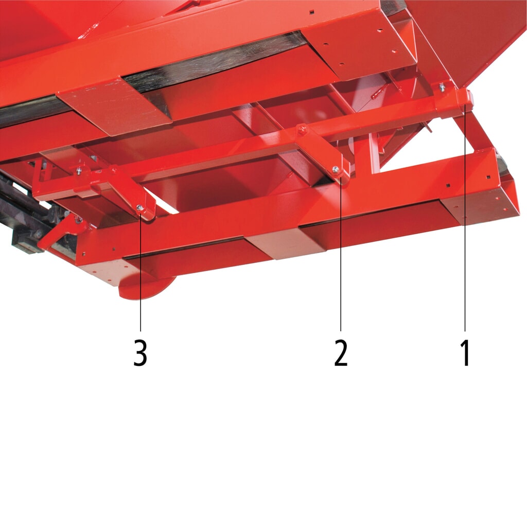 Bauer® Kantelbak met automatisch afrolmechanisme, cap. 1.000 kg, gelakt, volume 0,6 m³, RAL 3000 vuurrood Productafbeelding nr. 9: Bauer® Kantelbak met automatisch afrolmechanisme, cap. 1.000 kg, gelakt, volume 0,6 m³, RAL 3000 vuurrood