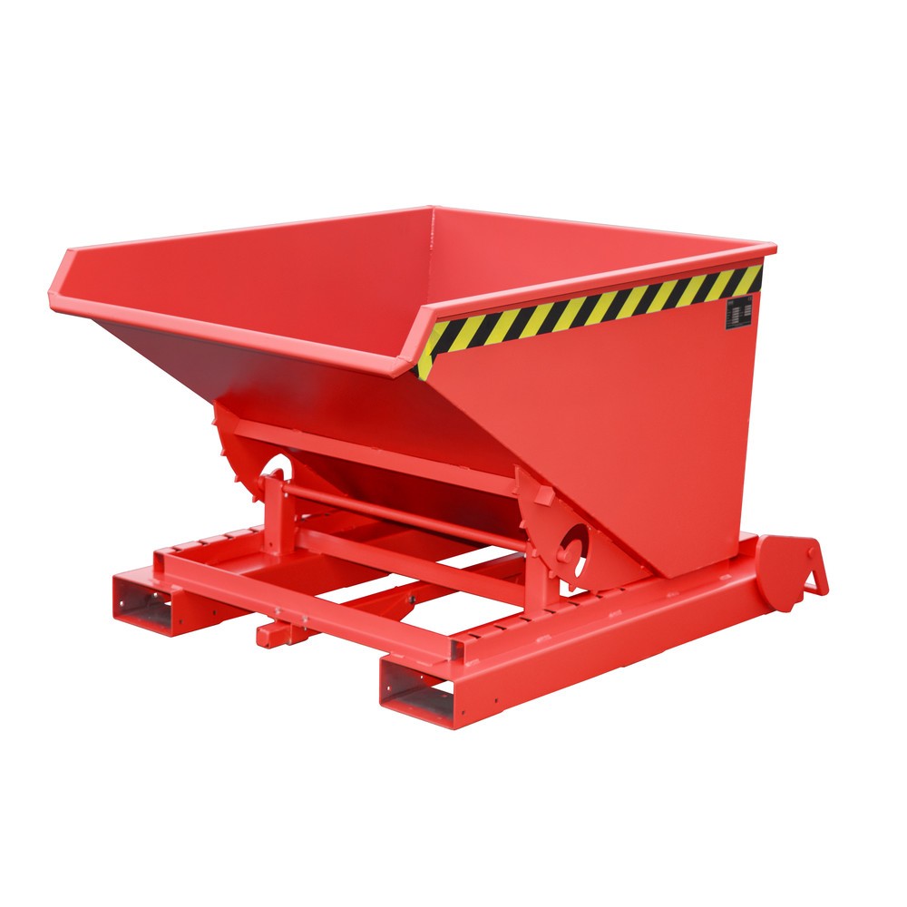 Product afbeelding: Bauer® Kantelbak met automatisch afrolmechanisme, cap. 1.000 kg, gelakt, volume 0,6 m³, RAL 3000 vuurrood