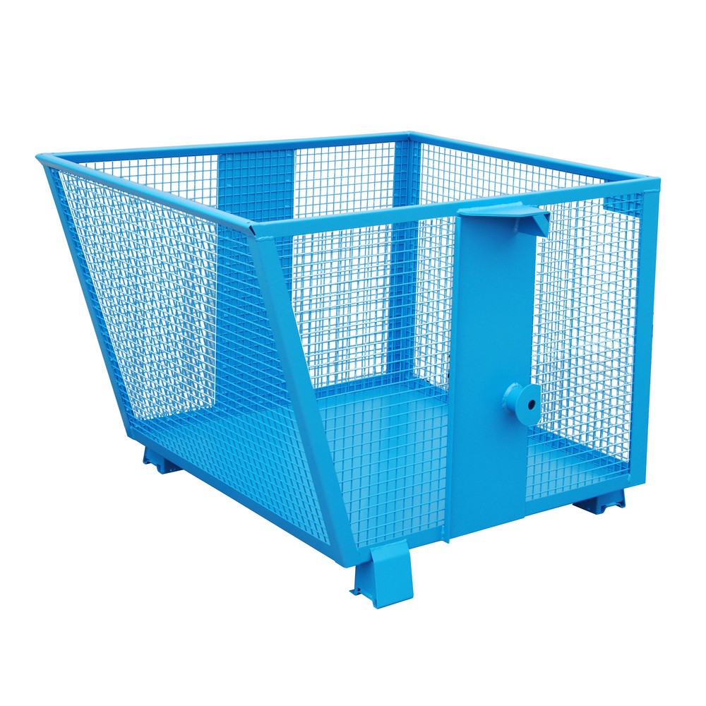 Product afbeelding: Bauer® Kantelbak met roosterwanden, gelakt, volume 0,9 m³, RAL 5012 lichtblauw