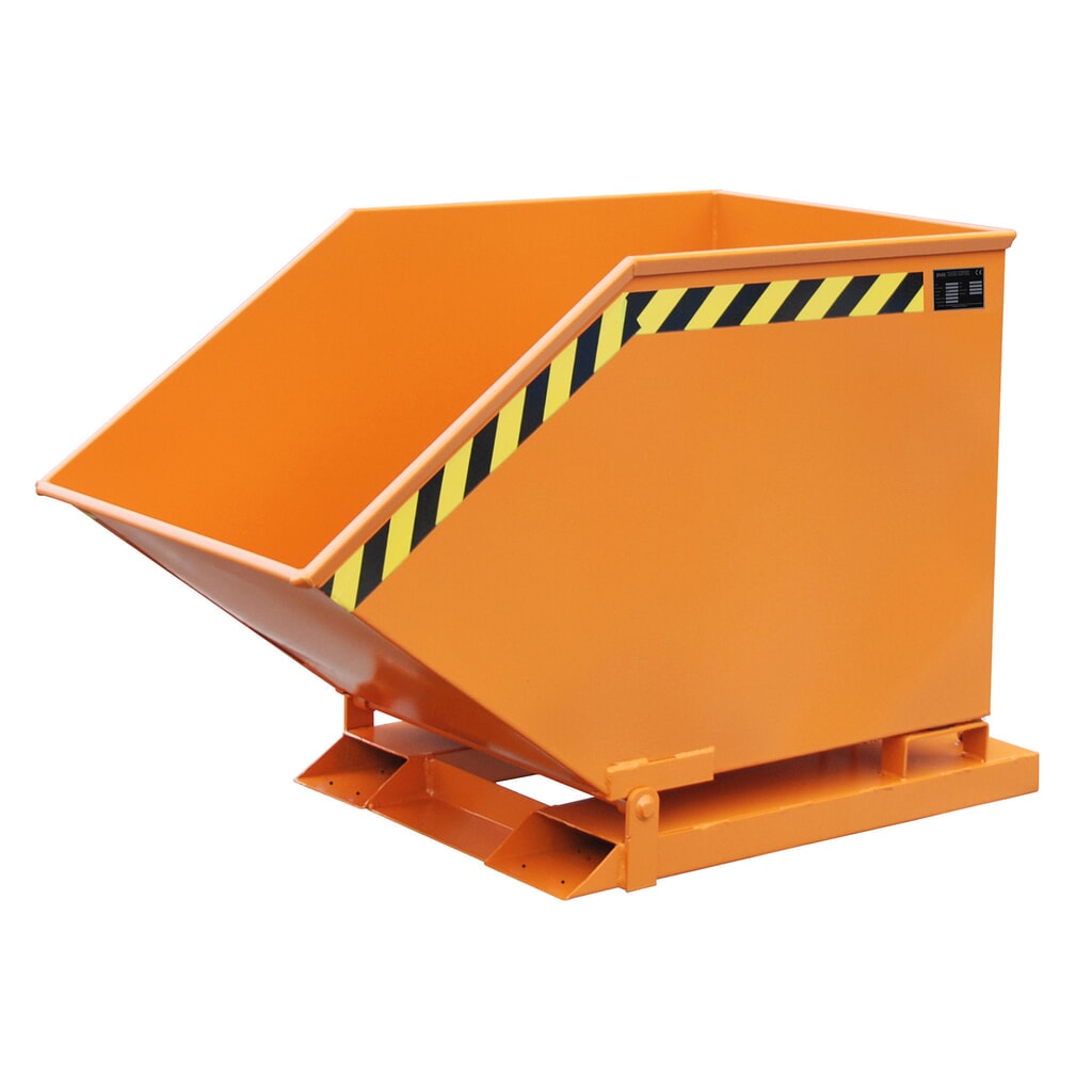 Bauer® Kiepbak, kastvormige kuip, gelakt, volume 0,4 m³, RAL 2000 geeloranje Product afbeelding: Bauer® Kiepbak, kastvormige kuip, gelakt, volume 0,4 m³, RAL 2000 geeloranje