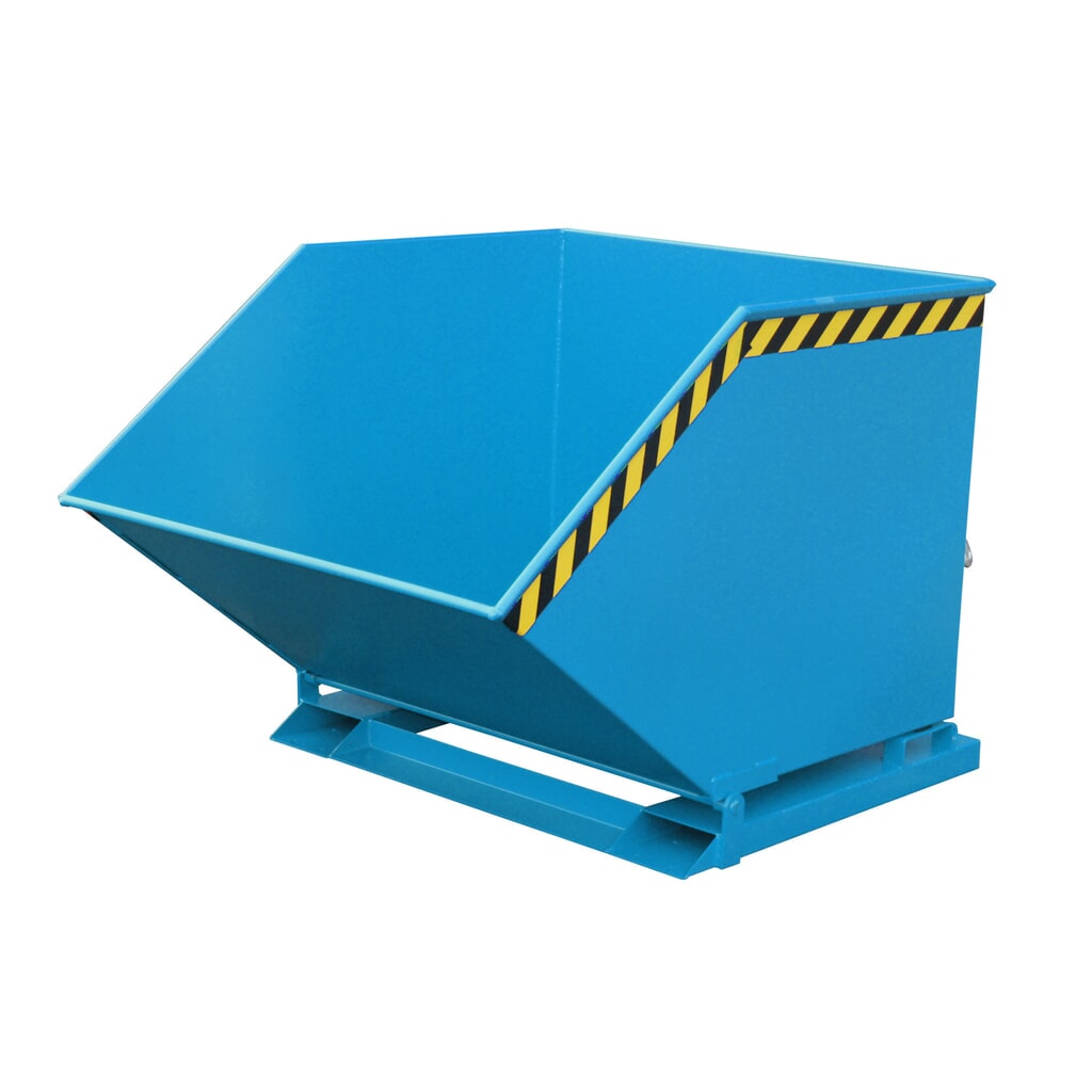 Bauer® Kiepbak, kastvormige kuip, gelakt, volume 1 m³, RAL 5012 lichtblauw Product afbeelding: Bauer® Kiepbak, kastvormige kuip, gelakt, volume 1 m³, RAL 5012 lichtblauw