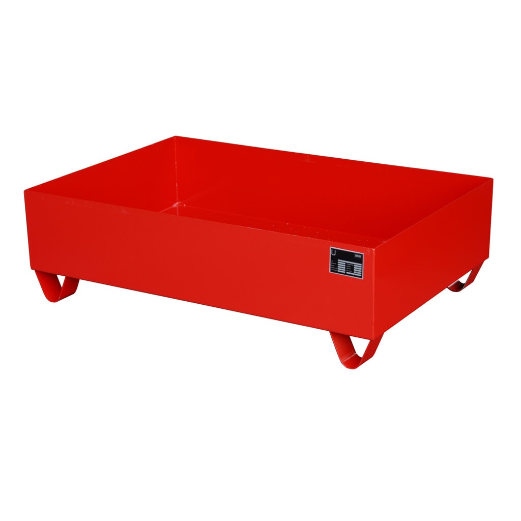 Bauer® lekbak van staal, vrije ruimte 100 mm, hxbxd 360 x 1.200 x 800 mm, zonder rooster, 2x 200 l, vuurrood Product afbeelding: Bauer® lekbak van staal, vrije ruimte 100 mm, hxbxd 360 x 1.200 x 800 mm, zonder rooster, 2x 200 l, vuurrood