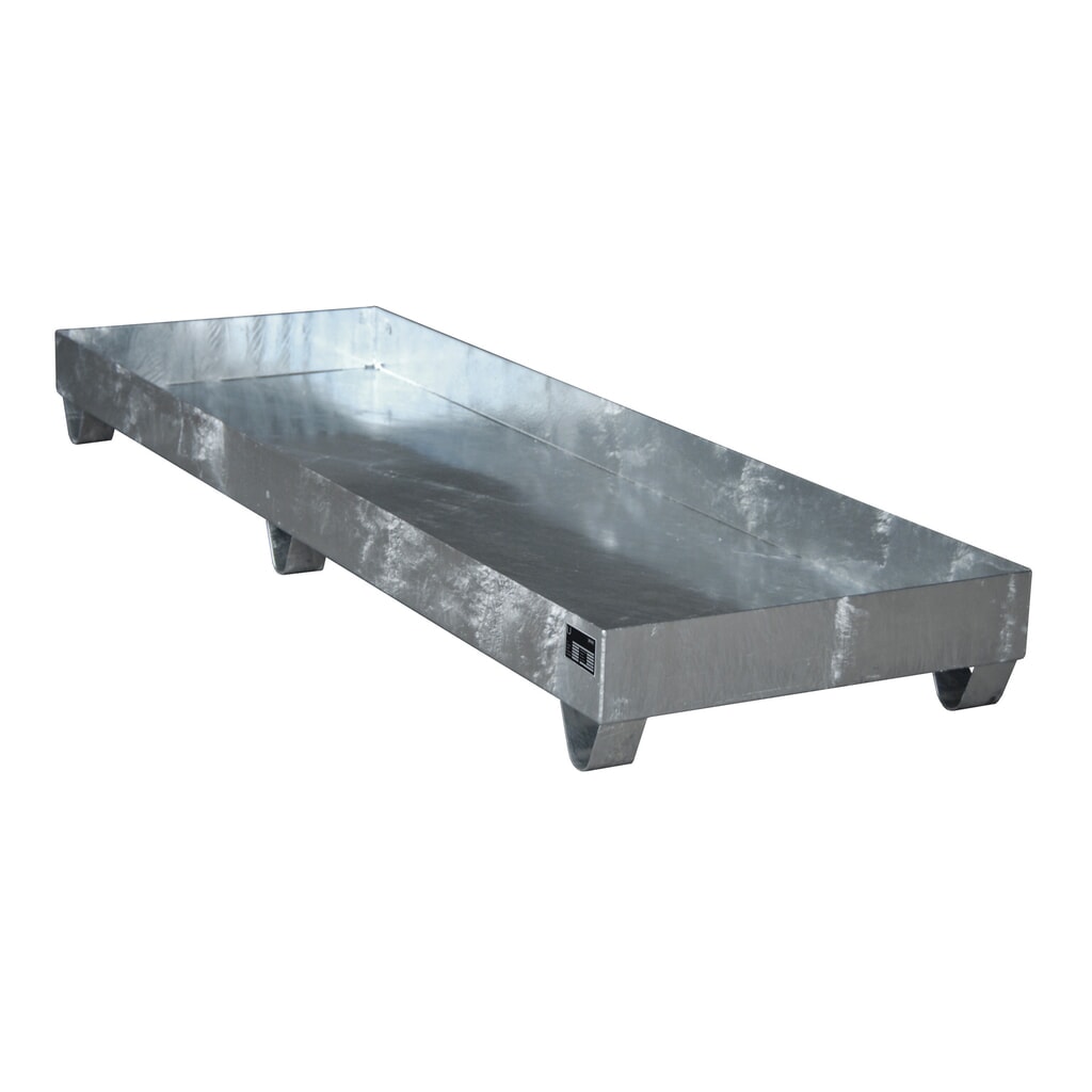 Bauer® lekbak van staal, vrije ruimte 100 mm, hxbxd 250 x 2.400 x 800 mm, zonder rooster, 4x 200 l, thermisch verzinkt Product afbeelding: Bauer® lekbak van staal, vrije ruimte 100 mm, hxbxd 250 x 2.400 x 800 mm, zonder rooster, 4x 200 l, thermisch verzinkt