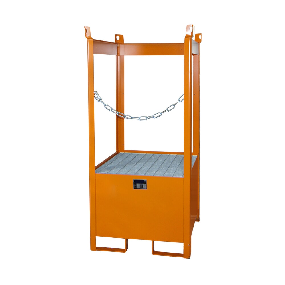 Productafbeelding nr. 2: Bauer® Opslag-/transportpallet op lekbak, hxbxd 1.590 x 760 x 760 mm, open, geeloranje