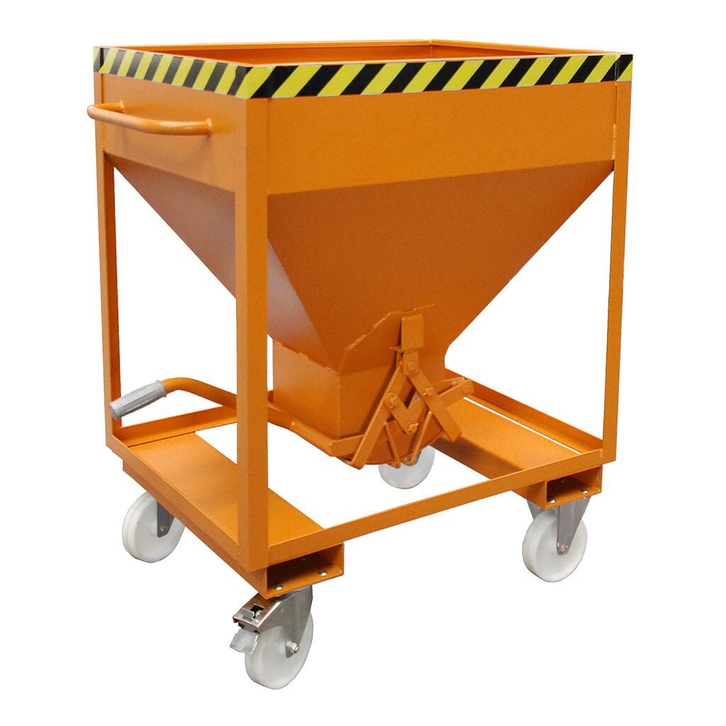 Product afbeelding: Bauer® Silobak, met schaarsluiting, vorkkokers + wielen, gelakt, volume 0,375 m³, RAL 2000 geeloranje