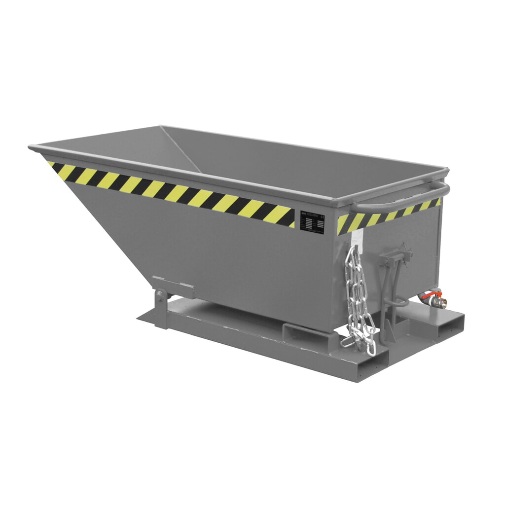 Bauer® Spanenkantelbak, lage kuip, gelakt, volume 0,25 m³, RAL 7005 muisgrijs Product afbeelding: Bauer® Spanenkantelbak, lage kuip, gelakt, volume 0,25 m³, RAL 7005 muisgrijs