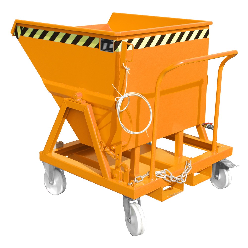 Product afbeelding: Bauer® Spanenkantelbak voor gelijkvloers legen, gelakt, volume 0,4 m³, RAL 2000 geeloranje
