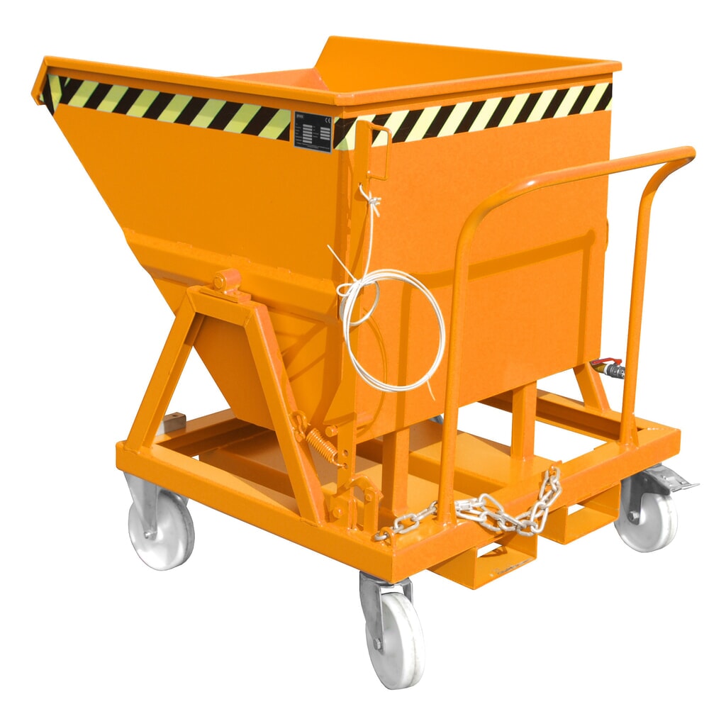 Product afbeelding: Bauer® Spanenkantelbak voor gelijkvloers legen, gelakt, volume 0,4 m³, RAL 2000 geeloranje