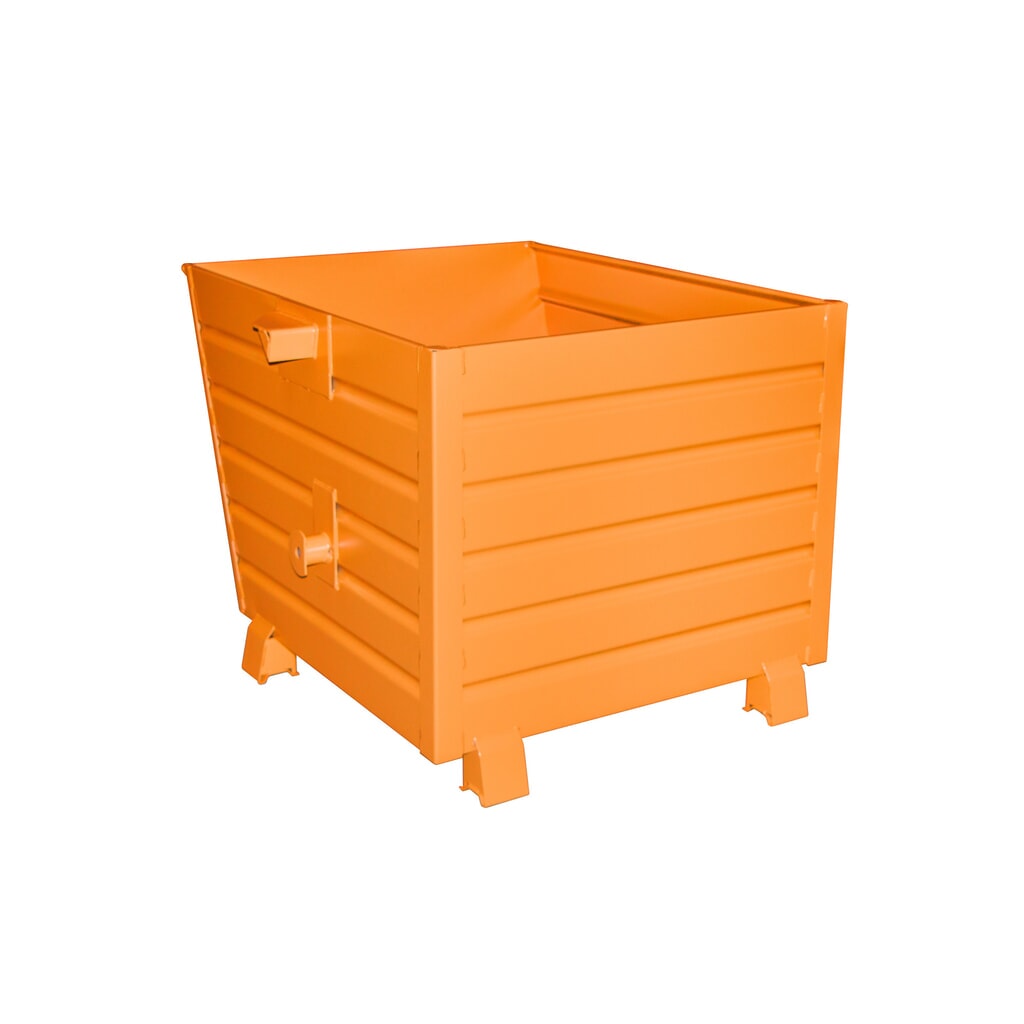 Bauer® Stapelbare kantelbak, gelakt, volume 0,9 m³, RAL 2000 geeloranje Product afbeelding: Bauer® Stapelbare kantelbak, gelakt, volume 0,9 m³, RAL 2000 geeloranje