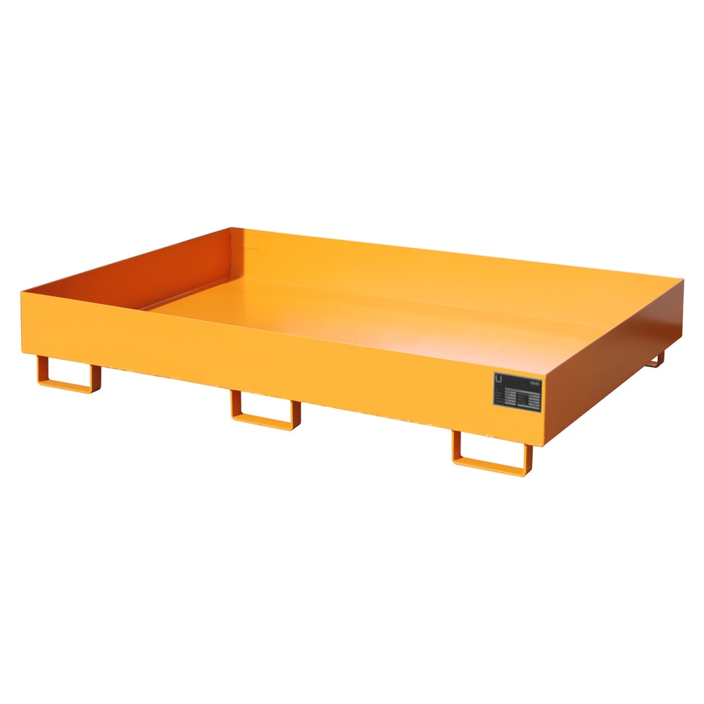 Product afbeelding: Bauer® lekbak voor reklegborden, hxbxd 250 x 1750 x 1300 mm, opvangvolume 240 l, zonder rooster, geel-oranje