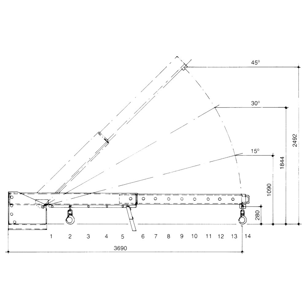 Productafbeelding nr. 4: Bauer® kraanarm model 1, bereik tot 3.690 mm, draagvermogen tot 2.500 kg, geel-oranje