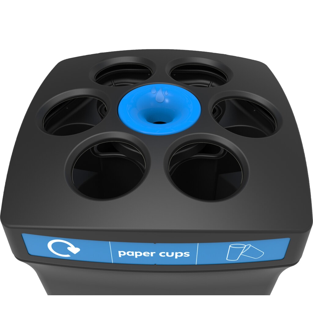 Bekerverzamelaar ENVIROBIN Envirocup XL, met geïntegreerd reservoir, zwart / blauw, met opschrift "paper cups" Productafbeelding nr. 2: Bekerverzamelaar ENVIROBIN Envirocup XL, met geïntegreerd reservoir, zwart / blauw, met opschrift "paper cups"