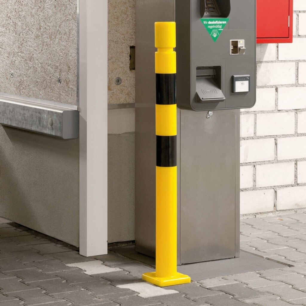 Beschermpaal MORAVIA FLEX, van TPU, voor keilboutbevestiging, hxØ 1.000 x 80 mm, geel-zwart Productafbeelding nr. 5: Beschermpaal MORAVIA FLEX, van TPU, voor keilboutbevestiging, hxØ 1.000 x 80 mm, geel-zwart