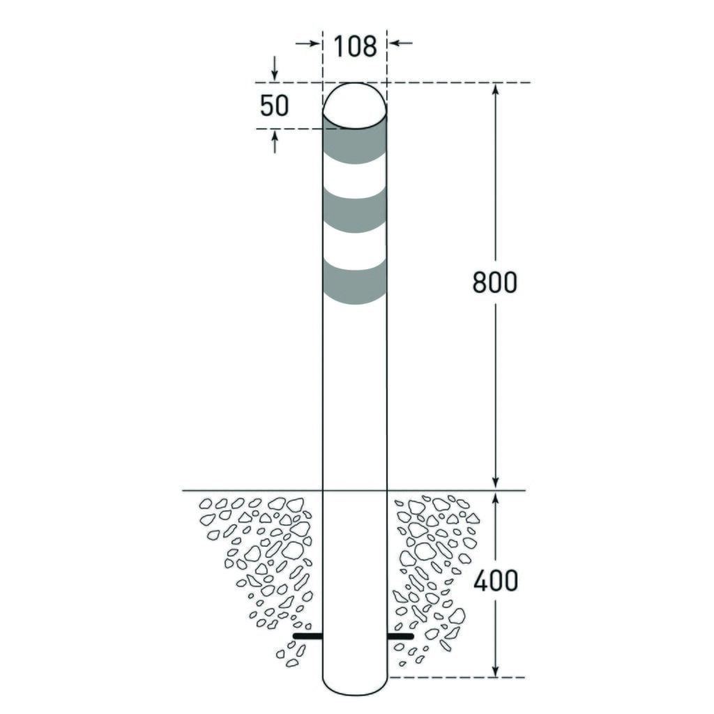 Beschermpaal voor laadstations I, Ø 108 mm, hoogte 1.200 mm, voor plaatsing in beton, staal, zonder reflecterende ringen Productafbeelding nr. 2: Beschermpaal voor laadstations I, Ø 108 mm, hoogte 1.200 mm, voor plaatsing in beton, staal, zonder reflecterende ringen