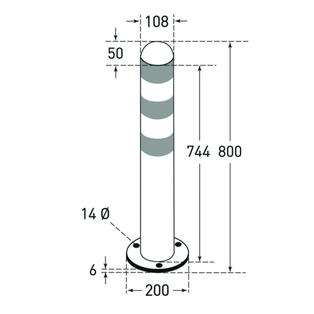Productafbeelding nr. 2: Beschermpaal voor laadzuilen MORAVIA I, Ø 108 mm, hoogte 800 mm, voor keilboutbevestiging, staal, zonder reflecterende ringen