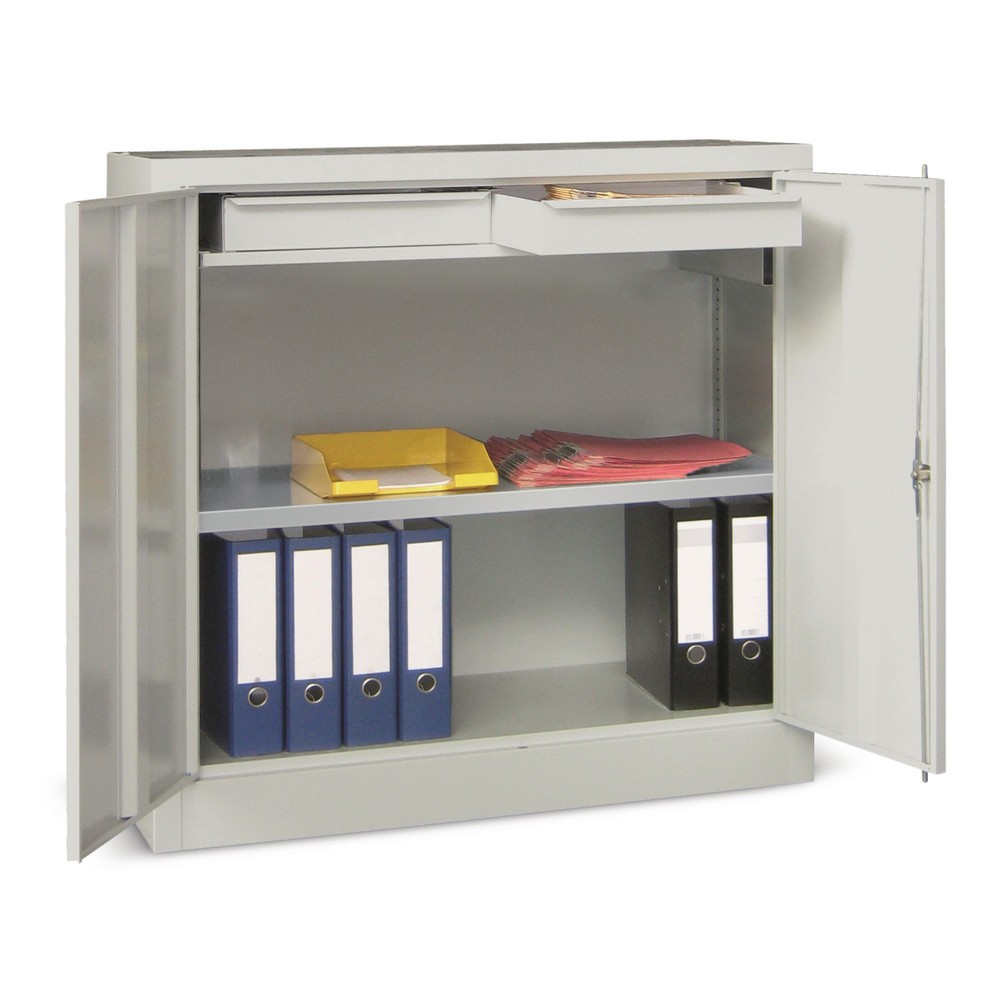 Productafbeelding nr. 1: Kantoorkast PAVOY met 1 legbord + 2 lades, hxbxd 1.000 x 1.000 x 500 mm, lichtgrijs, lichtgrijs