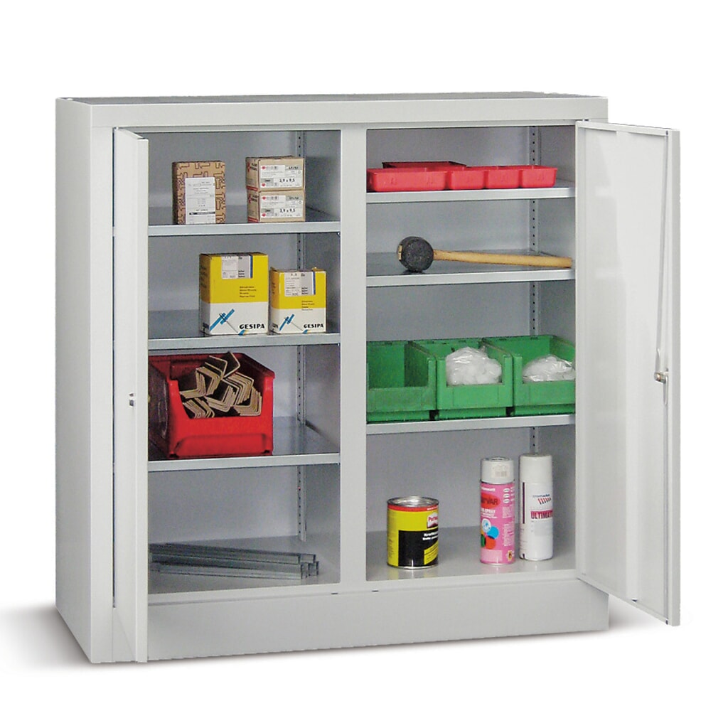 Kantoorkast PAVOY met 6 legborden, hxbxd 1.000 x 1.000 x 500 mm, scheidingswand, lichtgrijs, lichtgrijs Product afbeelding: Kantoorkast PAVOY met 6 legborden, hxbxd 1.000 x 1.000 x 500 mm, scheidingswand, lichtgrijs, lichtgrijs