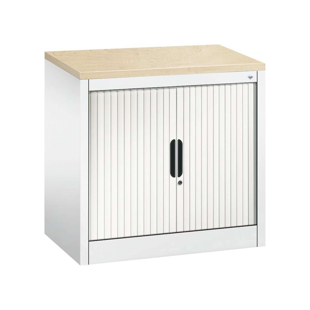 Bijzetroldeurkast C+P, 1 1/2 OH, breedte 800 mm, zuiver wit, Esdoorn Product afbeelding: Bijzetroldeurkast C+P, 1 1/2 OH, breedte 800 mm, zuiver wit, Esdoorn
