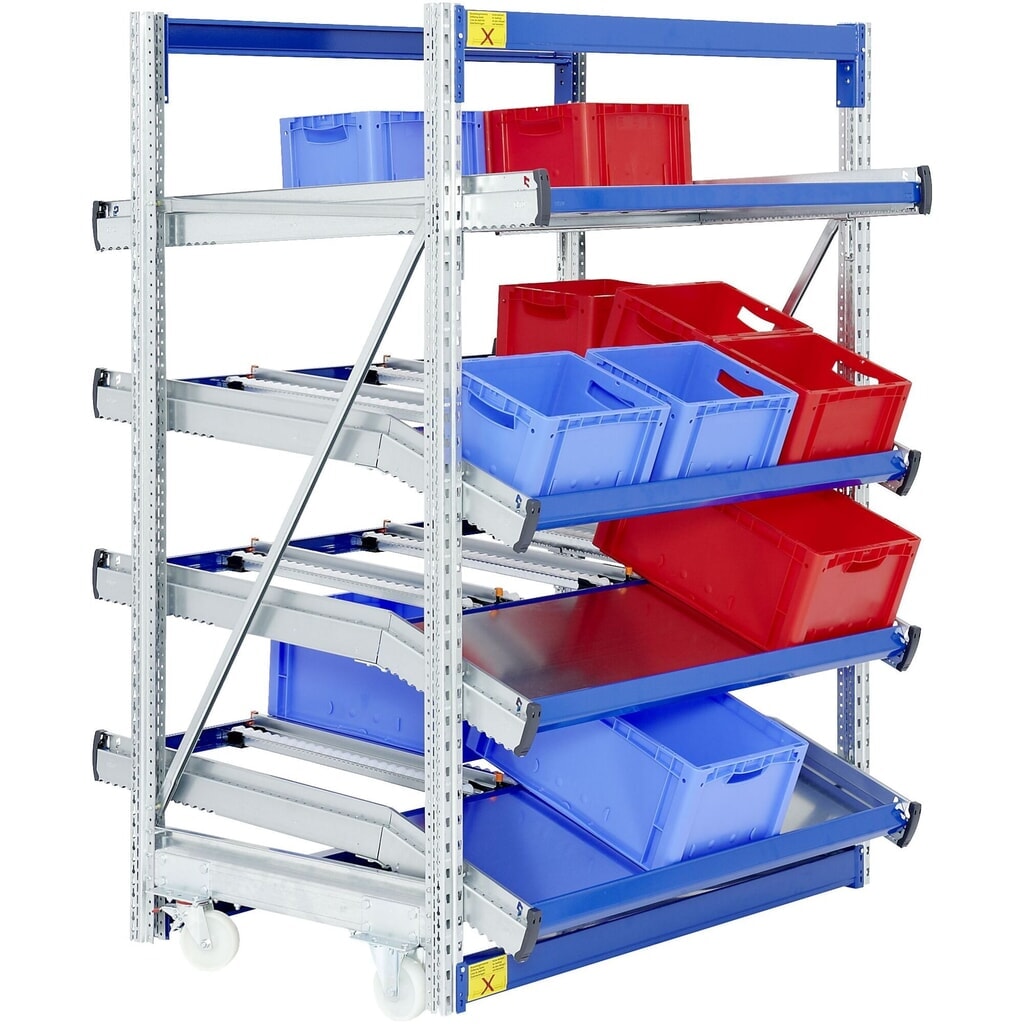 Bito stukgoed-doorrolrek compleet pakket, h x b x d 2.000 x 1.470 x 1.300 mm, verrijdbaar, doorrolschappen geknikt Product afbeelding: Bito stukgoed-doorrolrek compleet pakket, h x b x d 2.000 x 1.470 x 1.300 mm, verrijdbaar, doorrolschappen geknikt