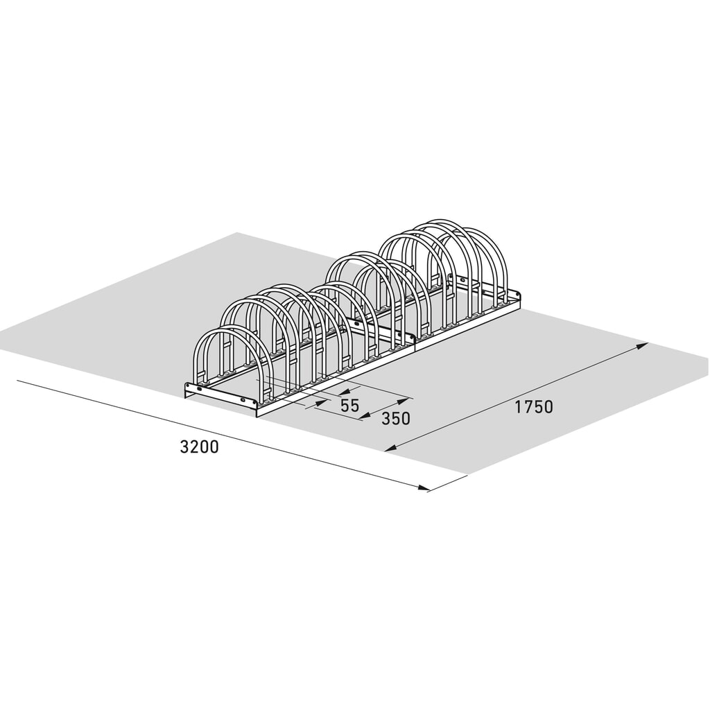 Productafbeelding nr. 7: Bogenfietsrek, 2-zijdig, 10 plaatsen, verzinkt