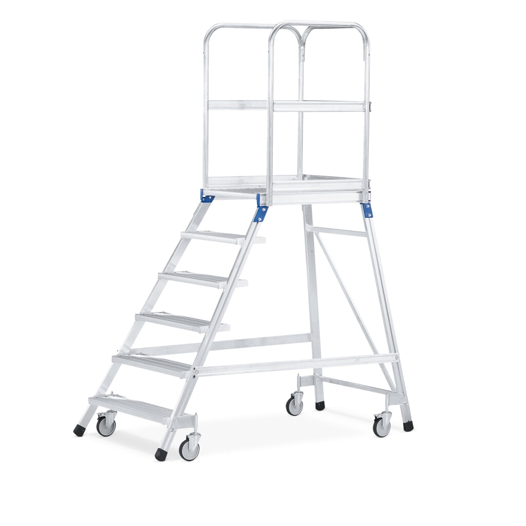 Bordestrap ZARGES, verrijdbaar, aan 1 zijde oploopbaar, stahoogte 0,72 m, aluminium Product afbeelding: Bordestrap ZARGES, verrijdbaar, aan 1 zijde oploopbaar, stahoogte 0,72 m, aluminium