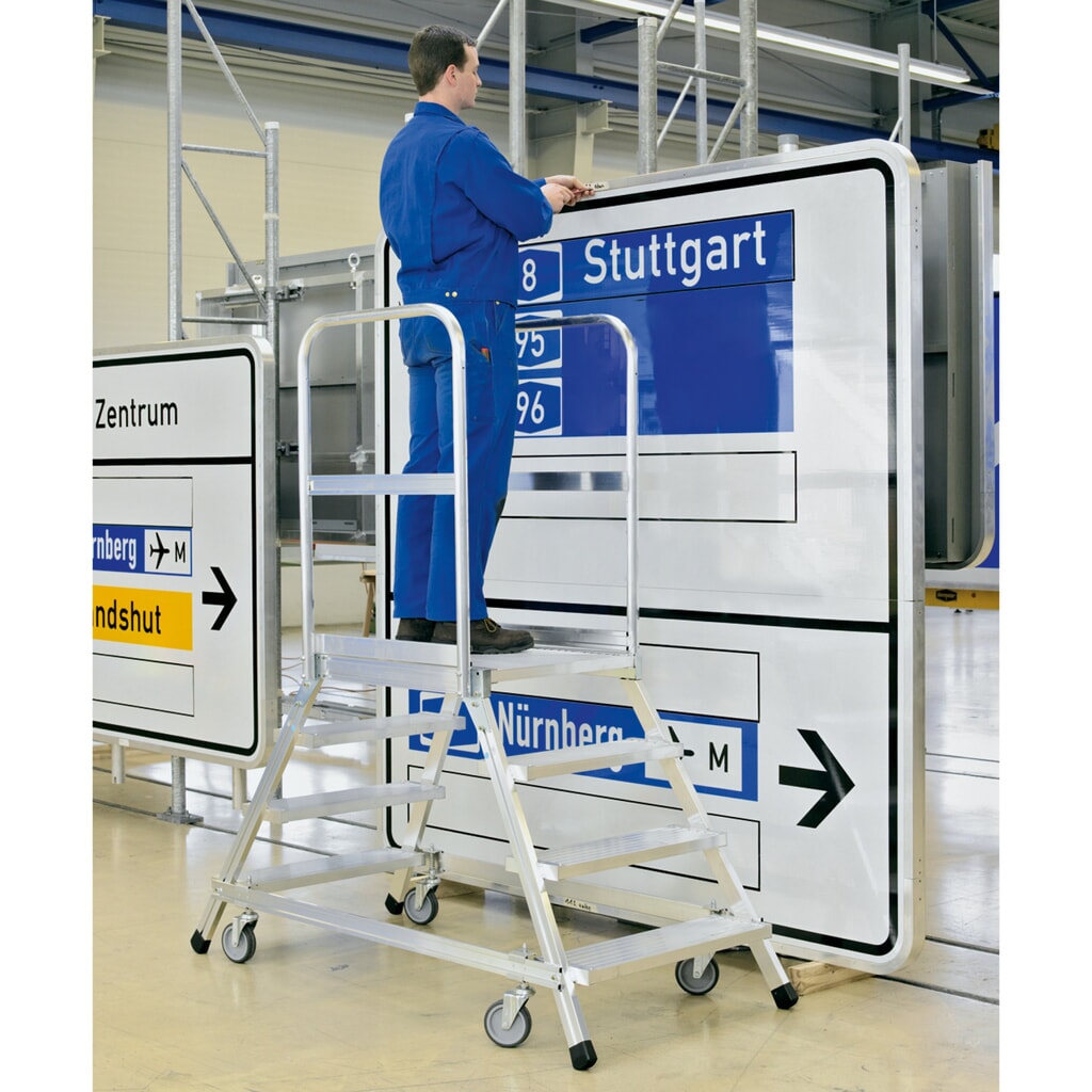 Bordestrap ZARGES, verrijdbaar, aan 2 zijde oploopbaar, stahoogte 0,72 m, aluminium Productafbeelding nr. 4: Bordestrap ZARGES, verrijdbaar, aan 2 zijde oploopbaar, stahoogte 0,72 m, aluminium
