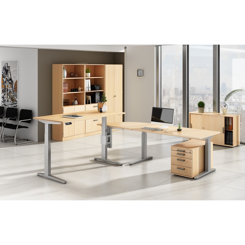 Productafbeelding nr. 5: Hammerbacher Elektrisch in hoogte verstelbaar bureau, met geheugenschakelaar, C-poot, BxD 1.600 x 800 mm, esdoorn