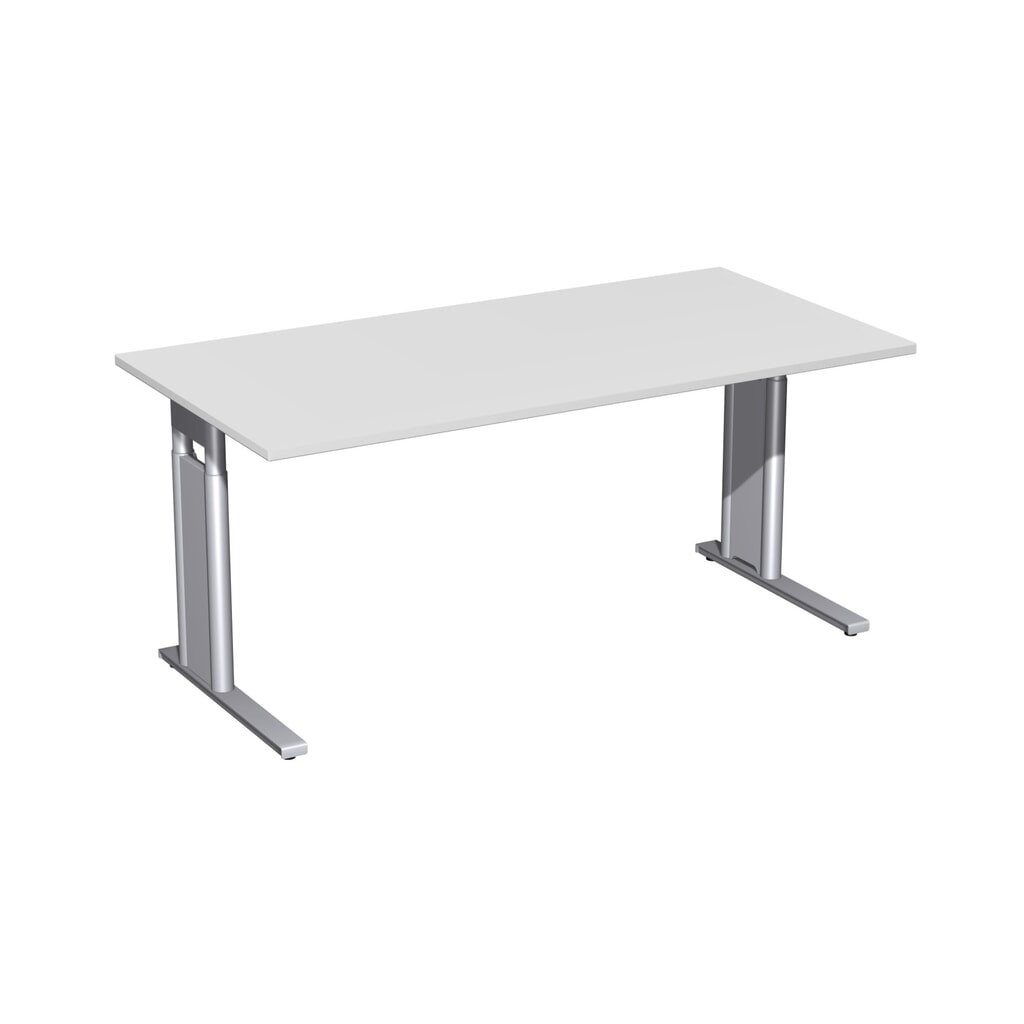 Product afbeelding: Geramöbel Manueel in hoogte verstelbaar bureau Profi, onderstel met C-voet, BxD 1.600 x 800 mm, lichtgrijs
