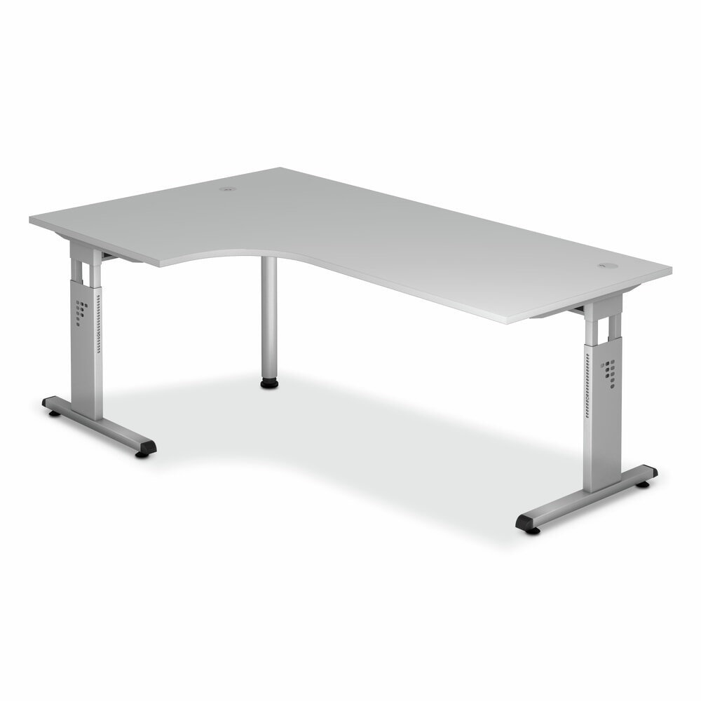 Product afbeelding: Bureau Solid, hoekvorm 90°, frame met C-voet, bxd 2.000 x 1.200 mm, grijs
