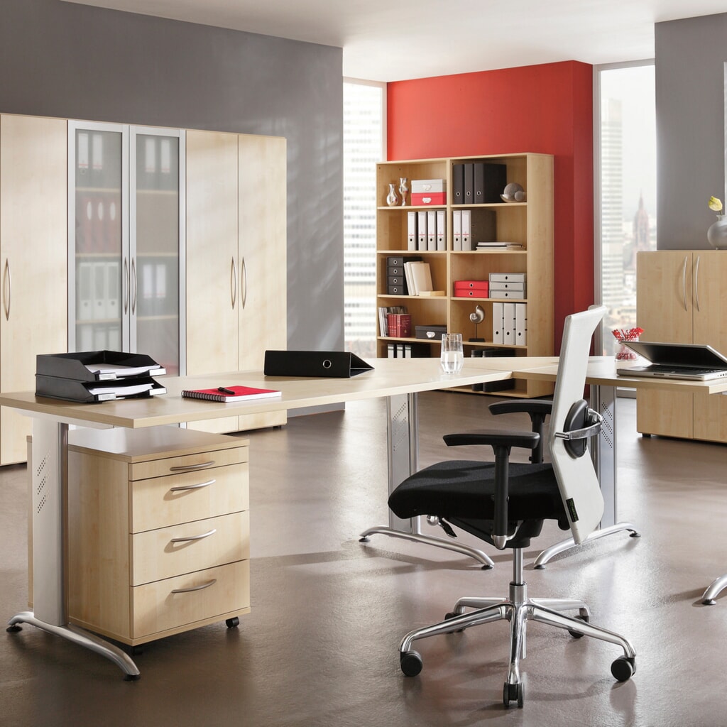 Hammerbacher handmatig in hoogte verstelbaar bureau akzent, 90° gekanteld, 4-poots frame, BxD 2.000 x 1.200 mm, esdoorn Product afbeelding: Hammerbacher handmatig in hoogte verstelbaar bureau akzent, 90° gekanteld, 4-poots frame, BxD 2.000 x 1.200 mm, esdoorn