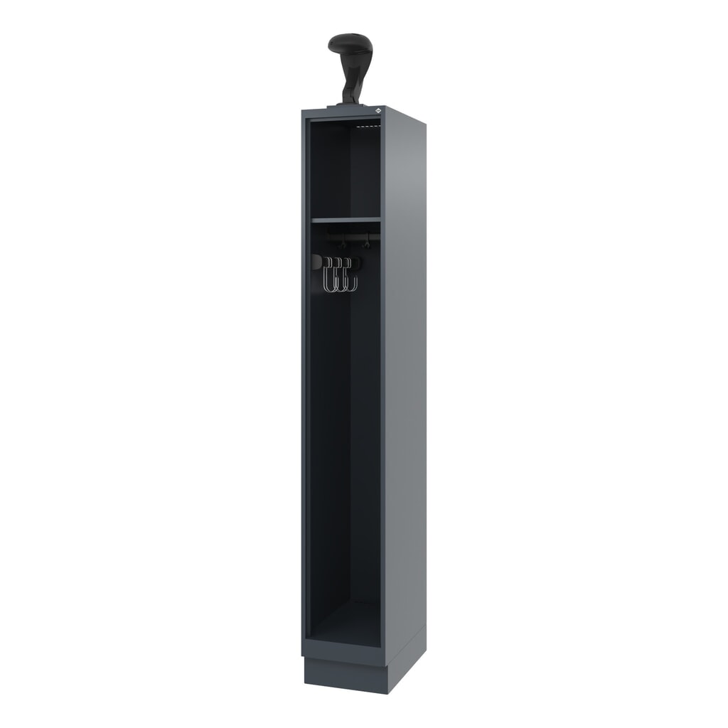 C+P brandweerkast EXPERT, sokkel, 1 compartiment, hxbxd 1.850 x 300 x 500 mm, antracietgrijs, met helmhouder Product afbeelding: C+P brandweerkast EXPERT, sokkel, 1 compartiment, hxbxd 1.850 x 300 x 500 mm, antracietgrijs, met helmhouder