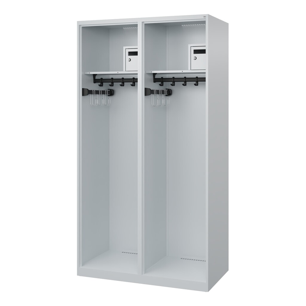 Product afbeelding: C+P brandweerkast FLEXO, vloerglijders, 2 compartimenten, hxbxd 1.850 x 1.000 x 500 mm, lichtgrijs