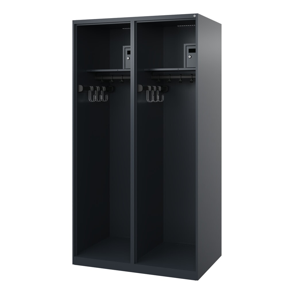 Product afbeelding: C+P brandweerkast FLEXO, vloerglijders, 2 compartimenten, hxbxd 1.850 x 1.000 x 600 mm, antracietgrijs
