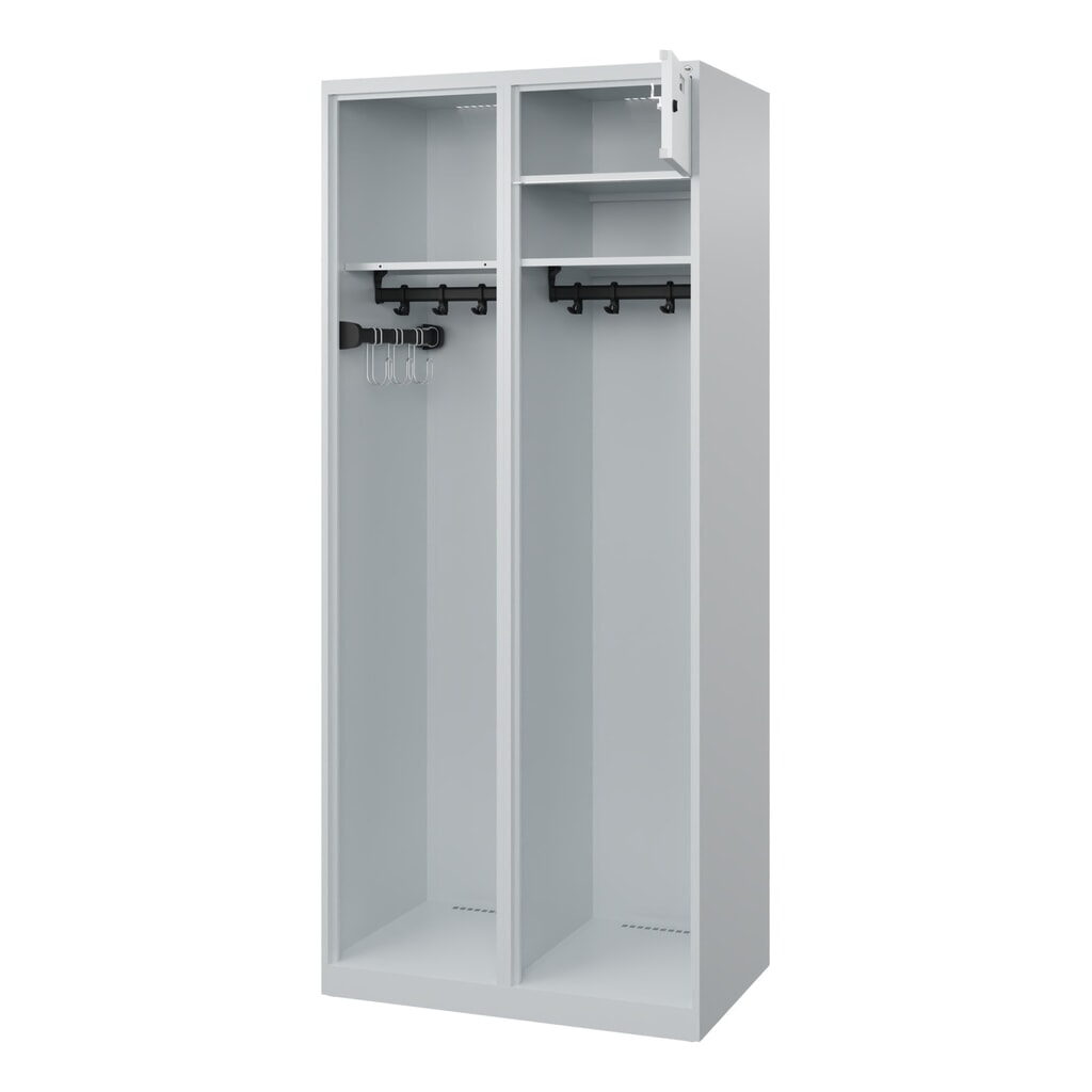C+P brandweerkast KOMBI Open, vloerglijders, 1 compartiment, hxbxd 1.850 x 800 x 500 mm, lichtgrijs Product afbeelding: C+P brandweerkast KOMBI Open, vloerglijders, 1 compartiment, hxbxd 1.850 x 800 x 500 mm, lichtgrijs
