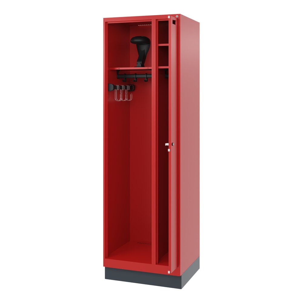 Productafbeelding nr. 1: C+P brandweerkast KOMBI, sokkel, 1 compartiment, hxbxd 1.850 x 600 x 500 mm, vuurrood, met helmhouder